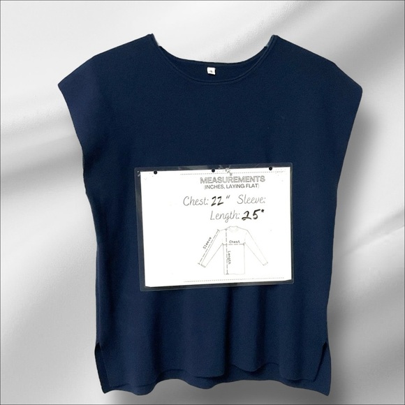 Unbranded Navy Blue Knit 2-Piece Set Women Pleated Pant Sweater Minimalist SZ S - Picture 7 of 8